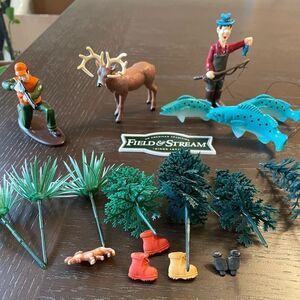 Field & Stream Hunter Deer & Fisherman Fish Trees Accessories Cake Topper Sets